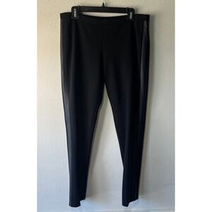 Eileen Fisher Viscose Stretch Pointe Ankle Skinny LeatherSide Pant Luxury New PL